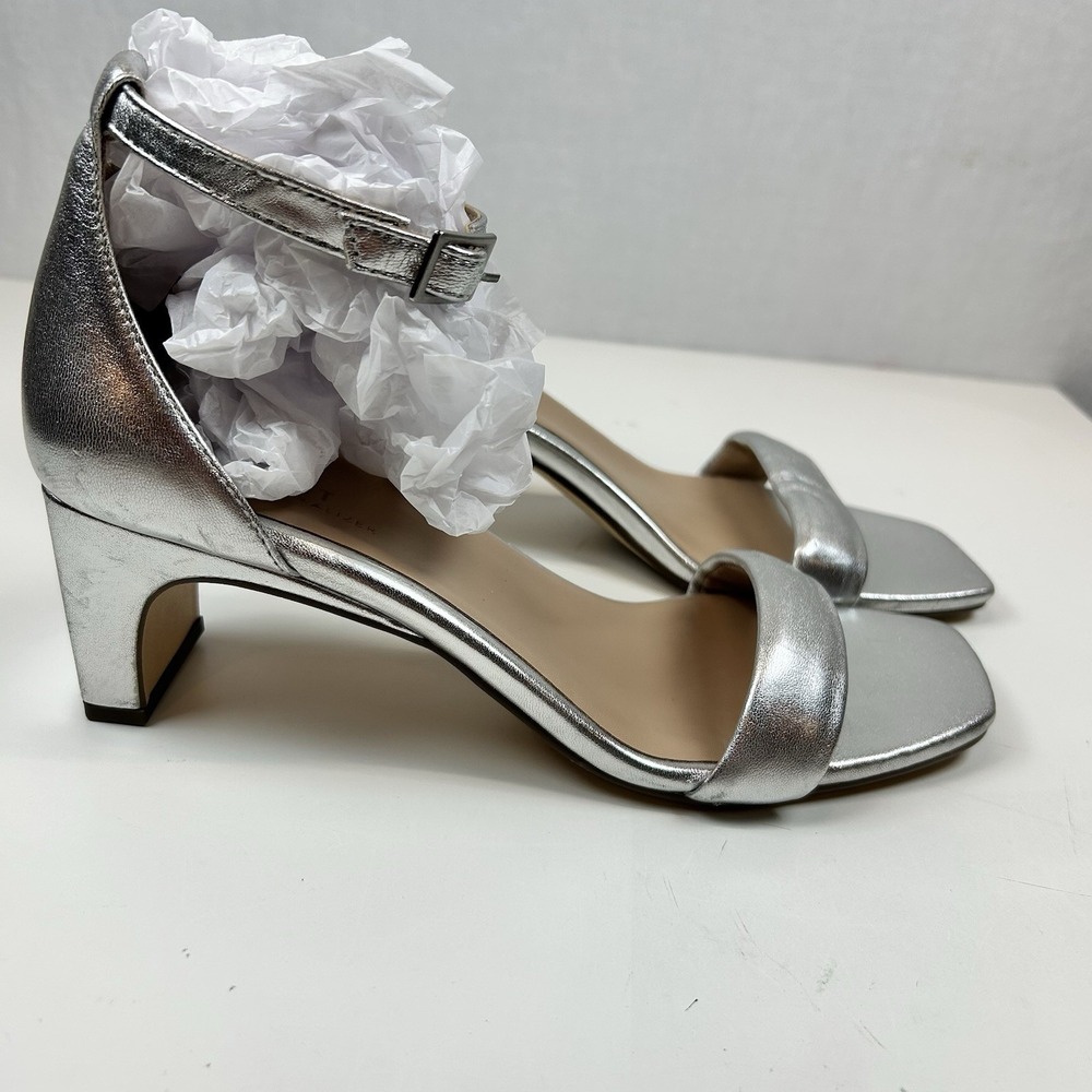 Naturalizer Sandals Sparkle Fairy Silver Vera Ankle Strap Block Heel ~ 8 /8.5 M